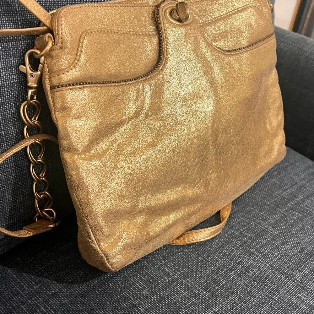 HOBO Gold Metallic Crossbody Bag - Picture 3 of 6